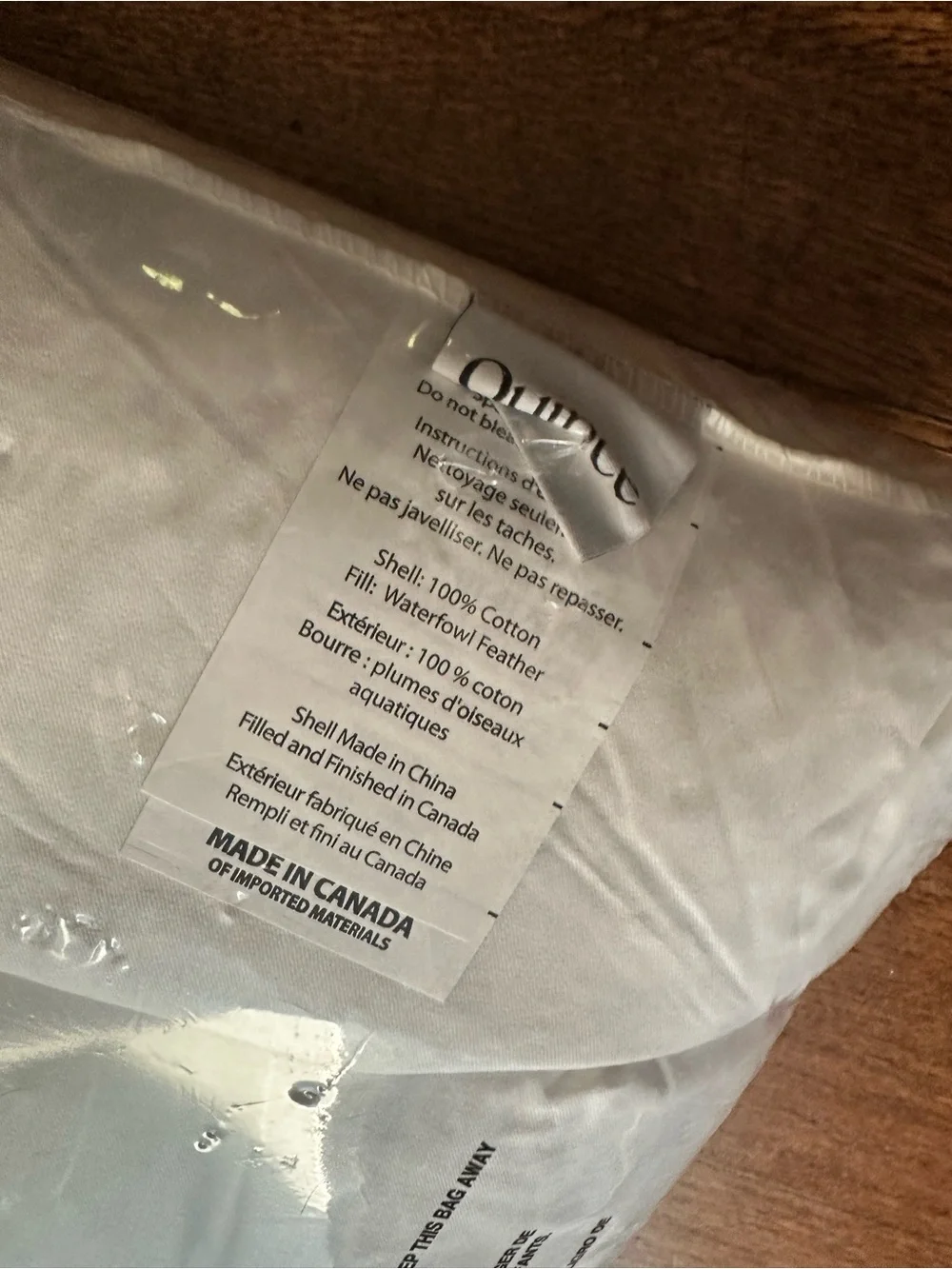 NWOT QUINCE Premium Feather Pillow Insert 22x22”